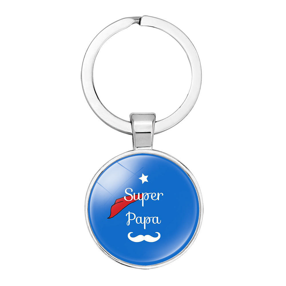 Wholesale Glass Father's Day Gift Best Super Dad Alloy Creative Keychain